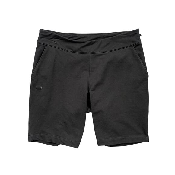Under Armour Shorts Womens M Medium Black Fitted Side Zip 9 In Inseam Pockets - Picture 1 of 11
